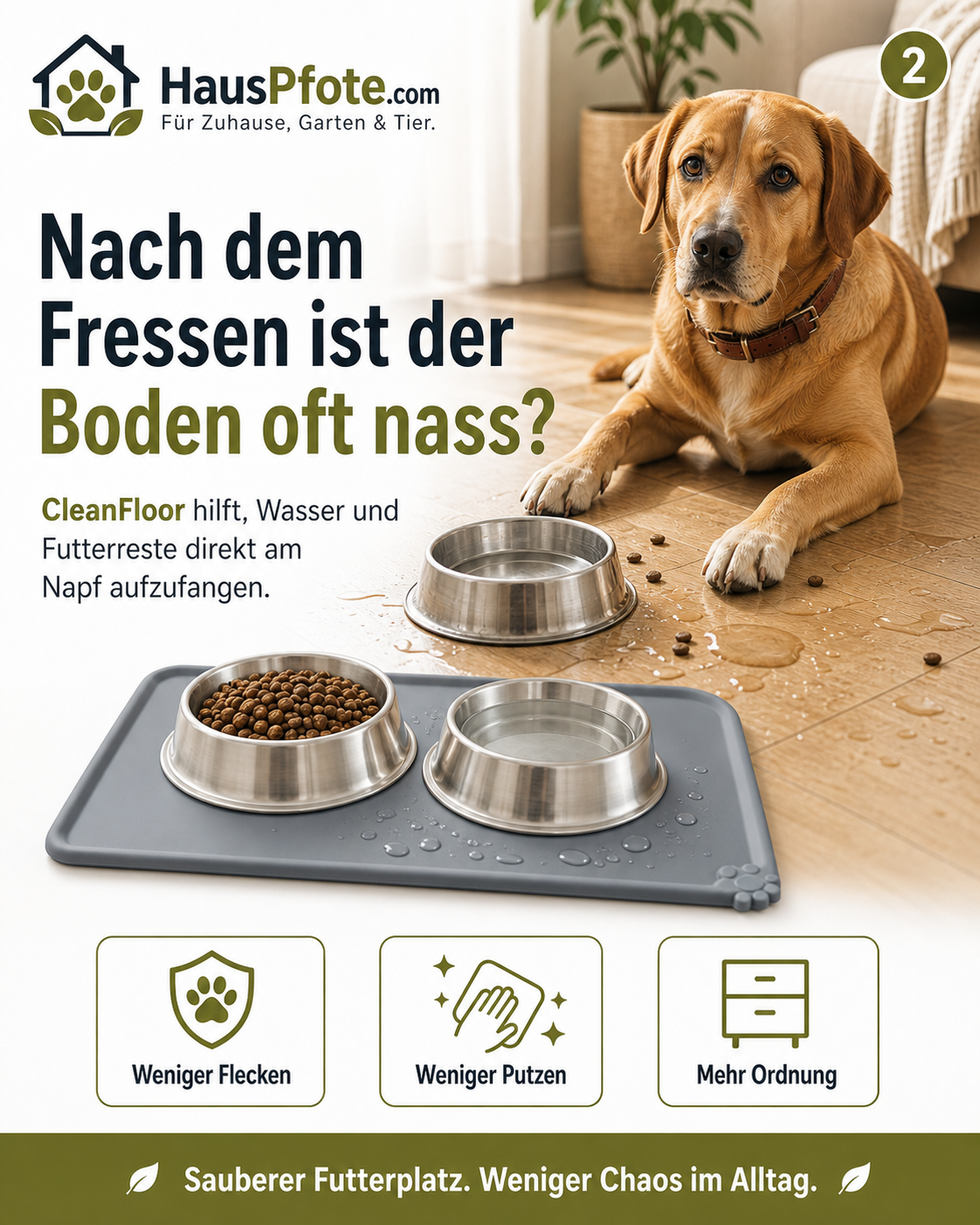 Napfunterlage – sauberer Futterplatz für Hund & Katze
