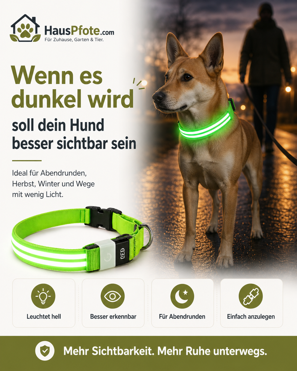 NightSafe LED-Hundehalsband – besser sichtbar im Dunkeln
