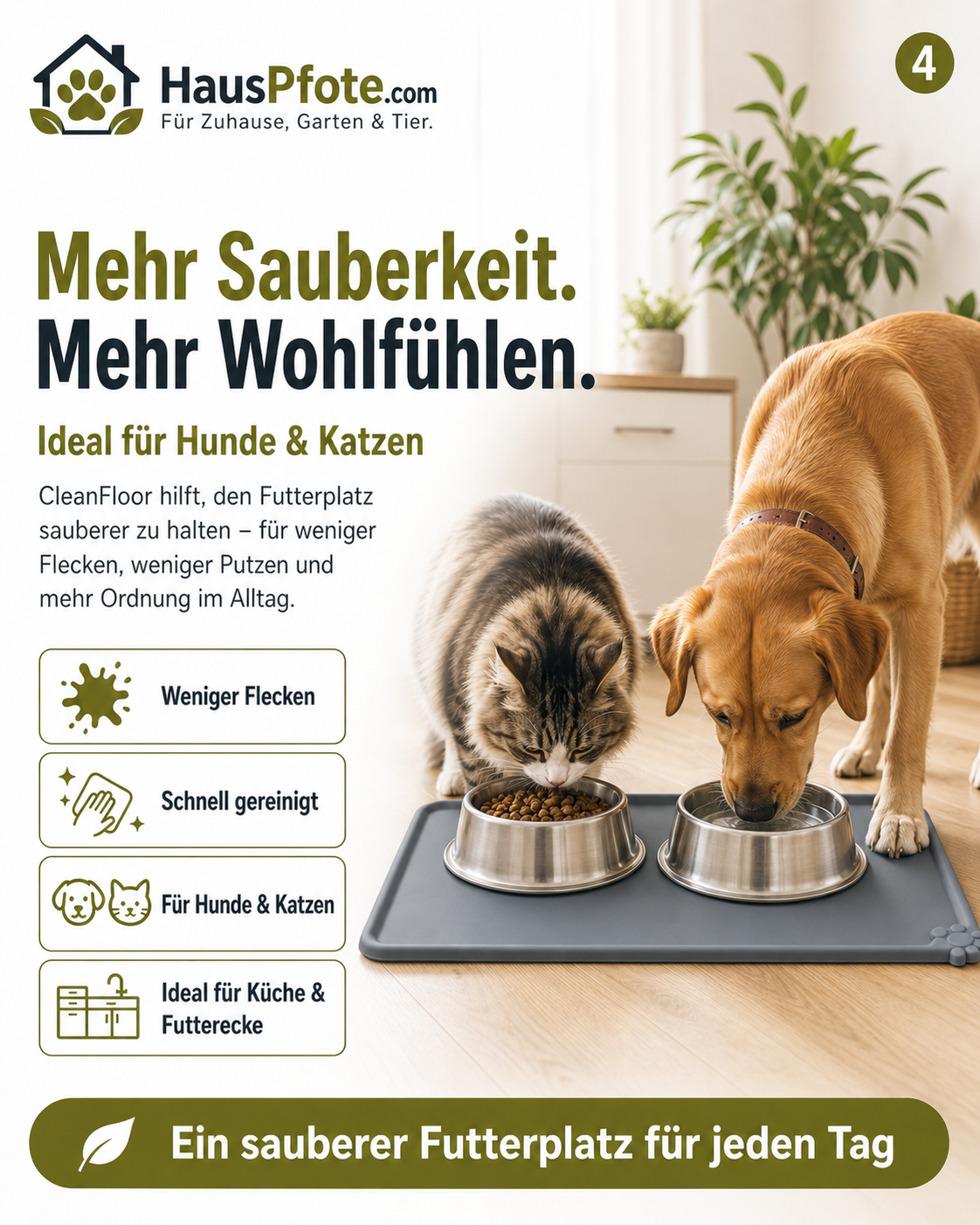 Napfunterlage – sauberer Futterplatz für Hund & Katze