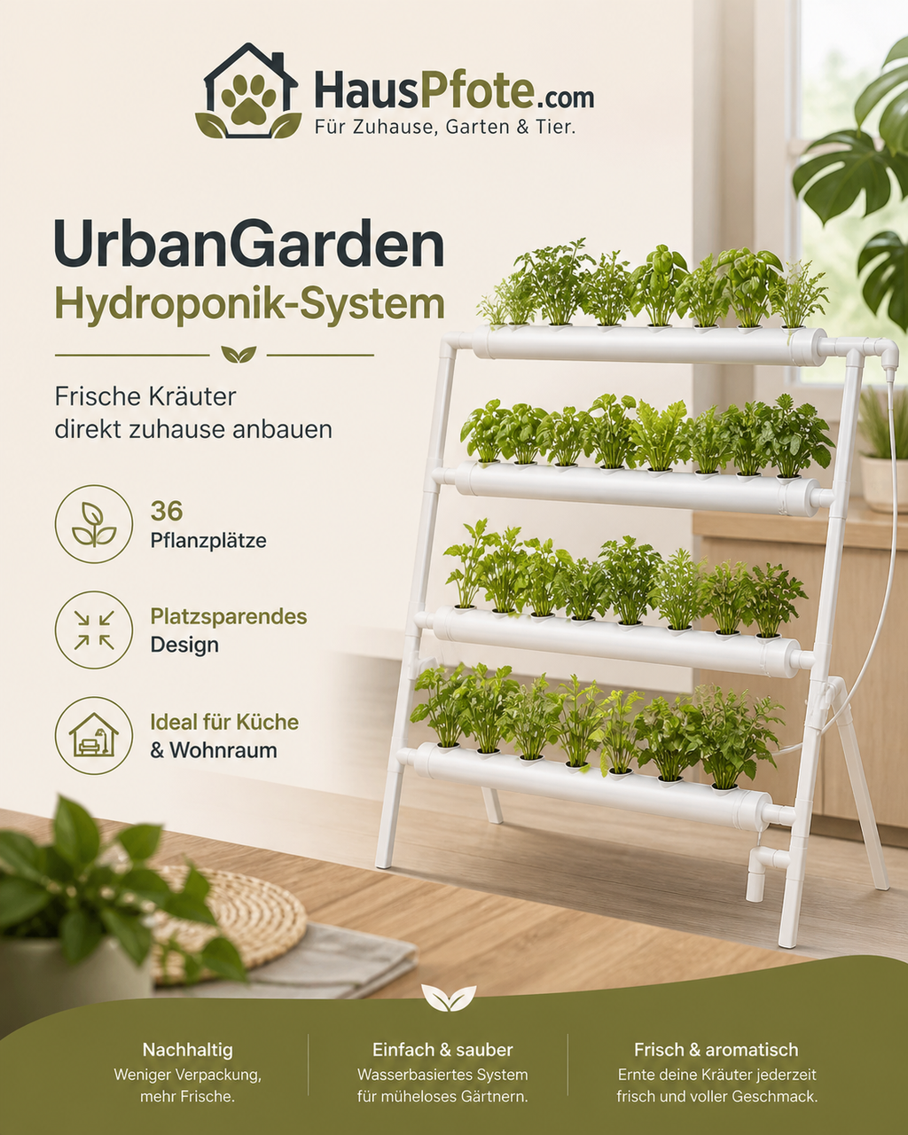 UrbanGarden: Hydroponik-System (36 Plätze)