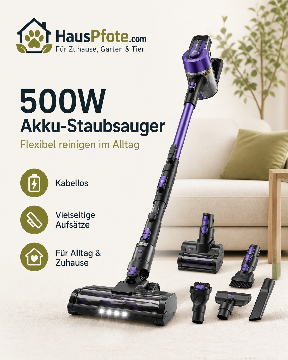 500W Akku-Staubsauger
