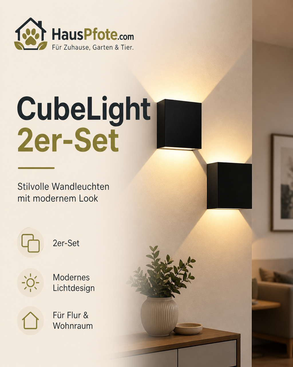 CubeLight: 2er-Set Design-Wandleuchten