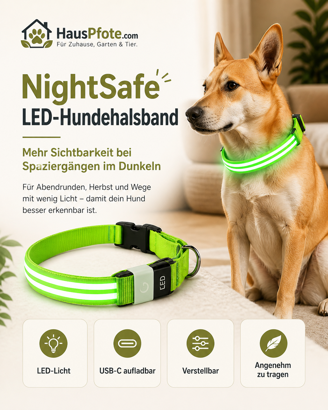 NightSafe LED-Hundehalsband – besser sichtbar im Dunkeln