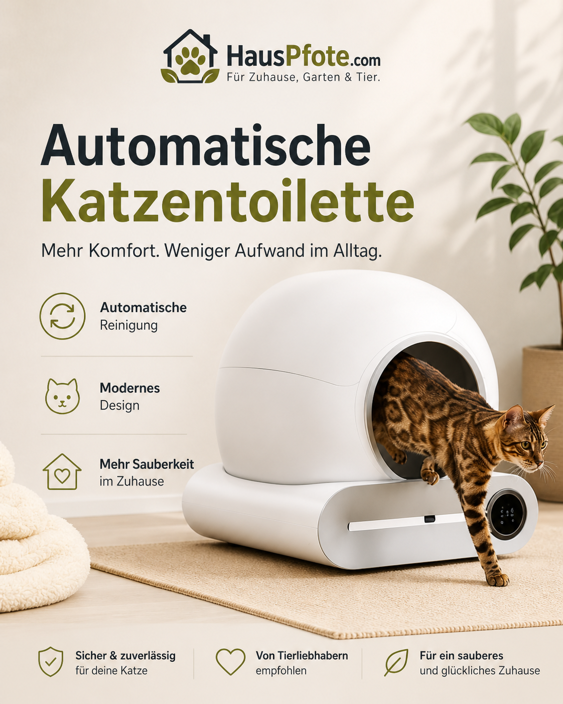 Automatische Katzentoilette mit App-Steuerung